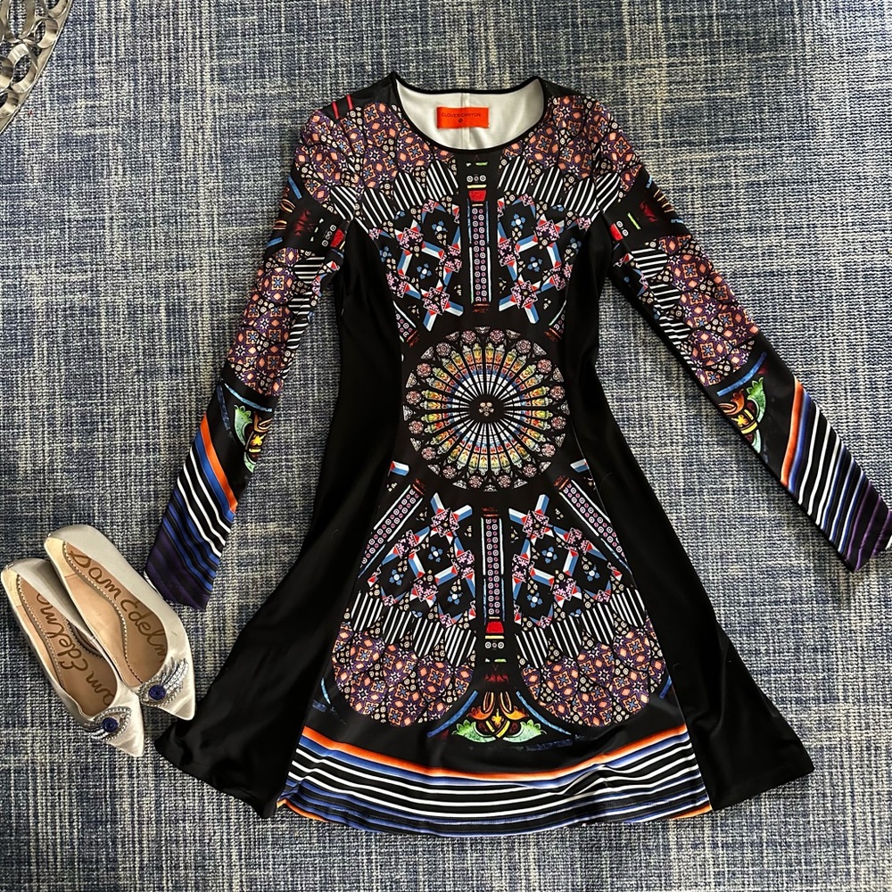 Clover Canyon Colorful Patterned Long Sleeve Dress